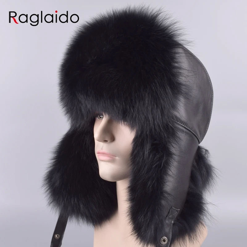 Raglaido меховые шапки шапка ушанка шапки из меха ushanka ушанка russian bomber hats gorro ruso aviator hat LQ11188