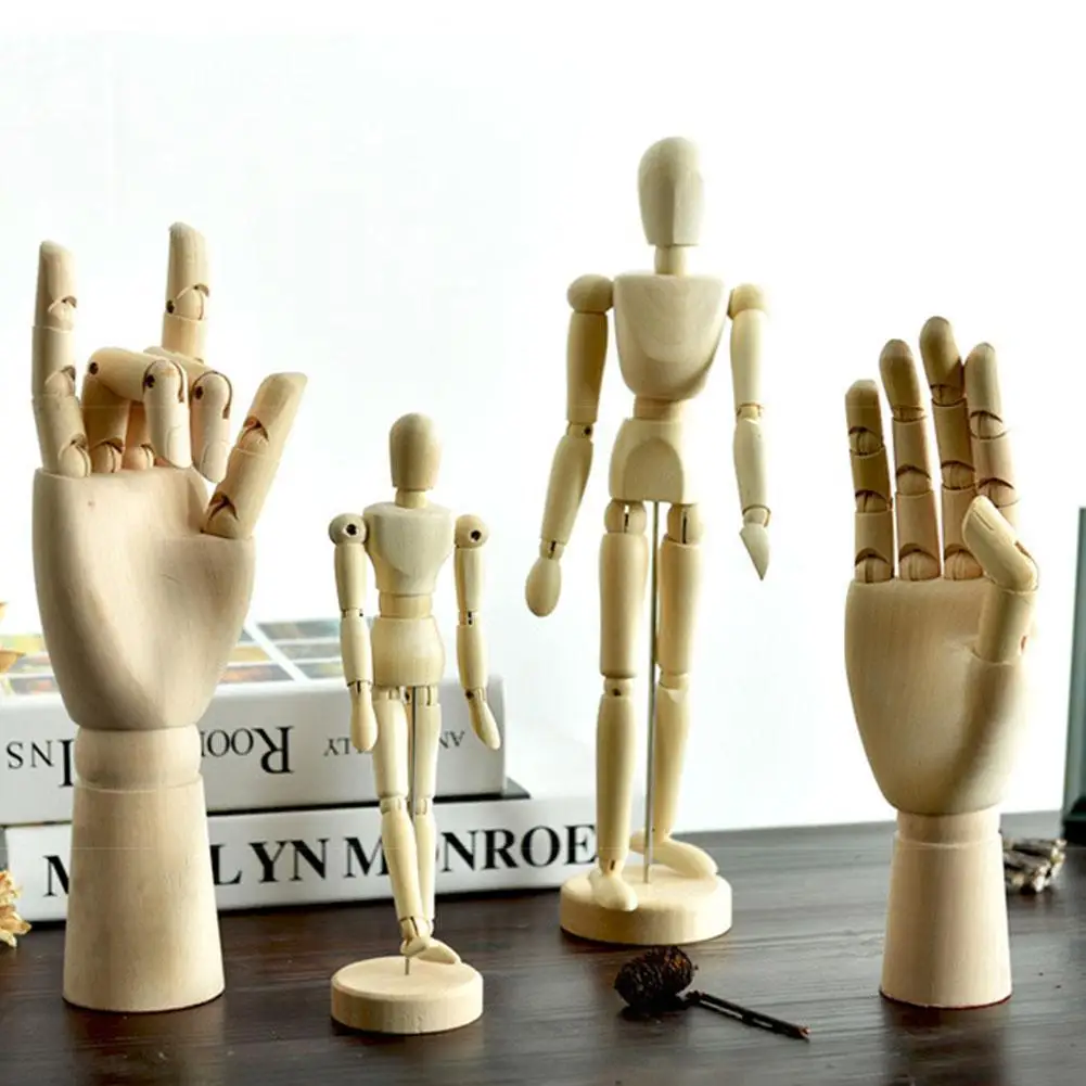 

Wooden Human Figure Model Movable Limbs Hands Artist Sketch Draw Decor Home Decoration Accessories Modern Miniature Figurines