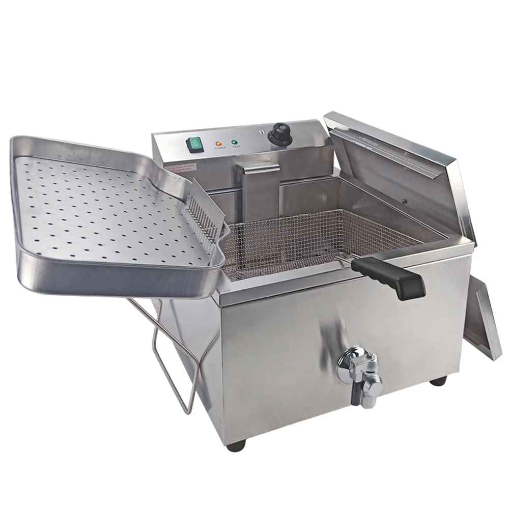 

30L Large Capacity Stainless Steel Commercial Electric Deep Fryer Fat Chip Frying Machine Multifunctional french fries 3KW