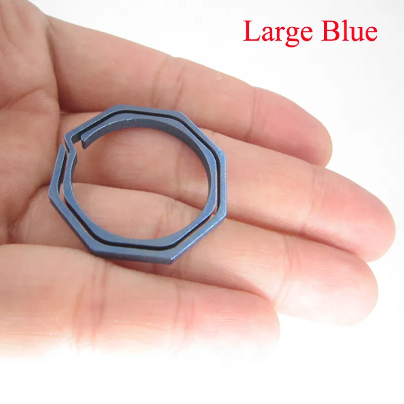 Титан TC4 гаджет повесить edc шестерни Ti восьмиугольник Клип Комплект Многофункциональный инструмент брелок карманное кольцо для ключей лагерь поход Открытый Пряжка крюк брелок - Цвет: Large Blue