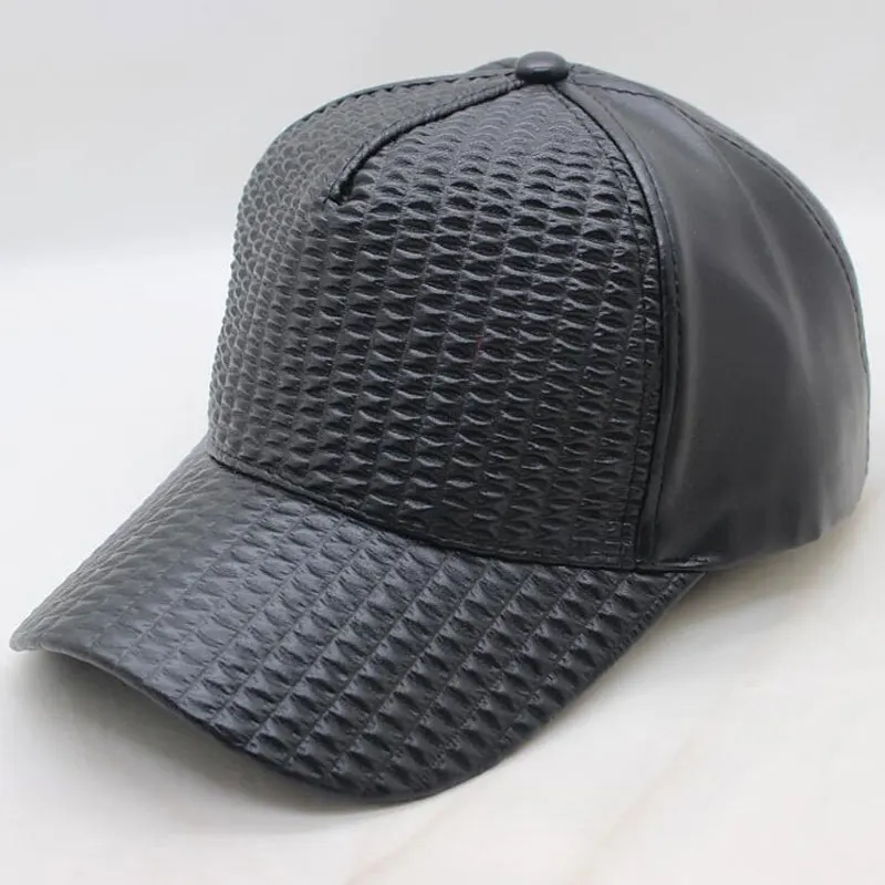 

Black Plaid PU Leather Dad Hat 5 Panel Trucker Baseball Caps for Men Women Adjustable Caps Red Pink White Navy