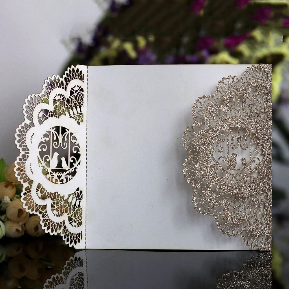  10pcs Simple Wedding Invitations Laser Cutting Invitation Card for Wedding Blank Inner Sheet Hollow - 32957428010