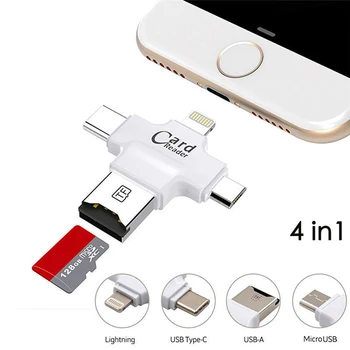 

4 in1 Micro USB Type C OTG TF Card Reader for IOS iPhone Android For Samsung