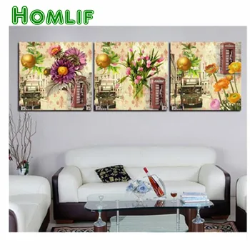 

5D DIY Diamond Painting European flowers,photo custom Full round diamond Embroidery Cross Stitch diamond Mosaic triptych Decor