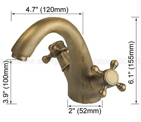 Bathroom Faucet Antique Brass Double Cross Handles Bathroom Basin Faucets Deck Mount Bathbasin Vanity Mixer Taps znf035