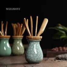 Китайский классический чай аксессуары Celadon чайная ложка иглы Digger Кунг Фу горшок шесть джентльменов ручной работы натуральный бамбук