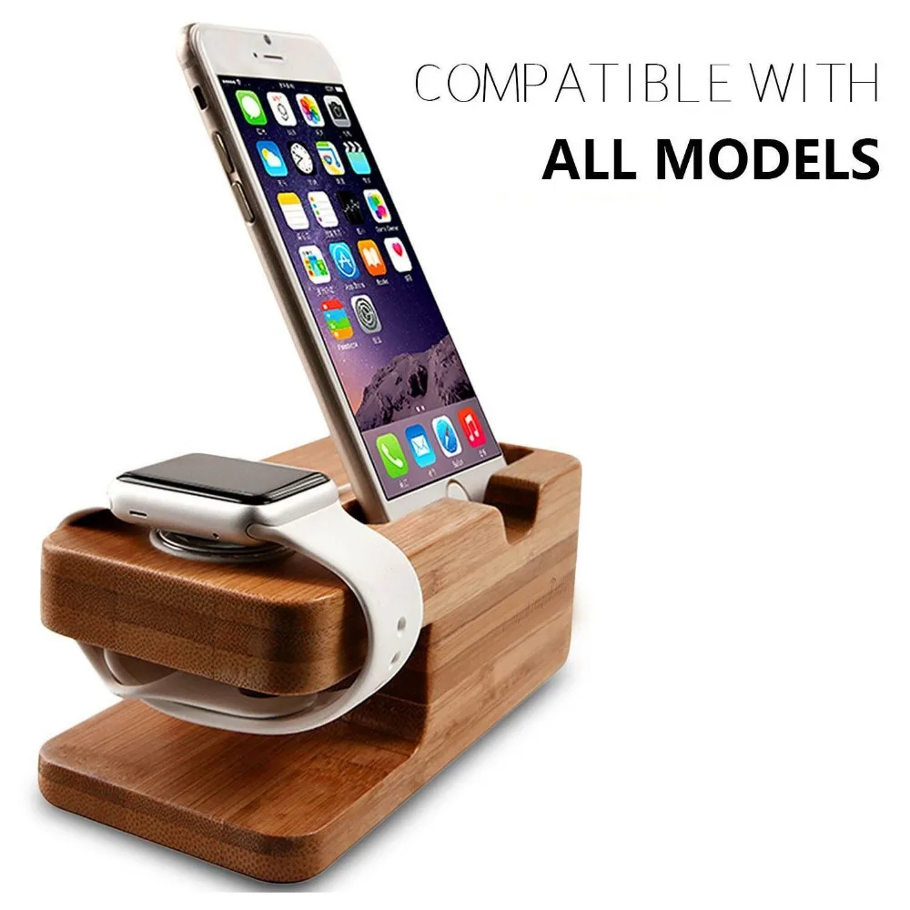 XMXCZKJ Wooden Charging Dock Station for Mobile Phone Holder Stand Bamboo Charger Stand Base For Ap