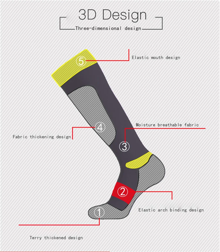 Мужские и женские зимние лыжные носки теплые хлопковые спортивные гетры Кемпинг Велоспорт Лыжный спорт носки поглощение сноуборд длинные чулки