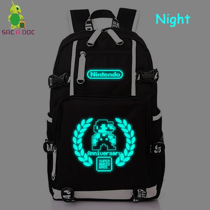 

Anniversary Super Mario Bros Luminous Backpack College Student Schoolbag Women Men Casual Travel Bags Large Laptop Backpack
