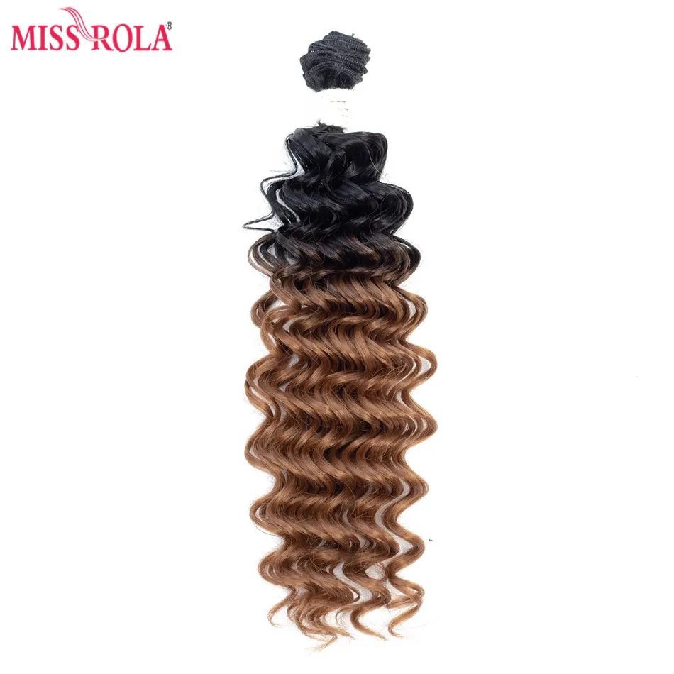 Miss Rola Ombre Synthetic Hair Extensions Deep Wave Hair Weaves 18-20 inch 6pcs/Pack 200g Kanekalon Wefts for Women