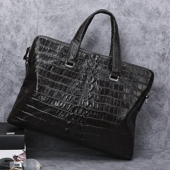 

Luxury Alligator Pattern Natural Cow Leather Business Briefcase Korean Fashion Genuine Leather Men Handbag