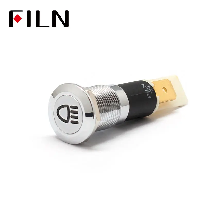 

FILN 12mm Car dashboard Light symbol led red yellow white blue green 12v led indicator light with pin