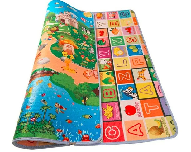 Детские игровые коврики, двухсторонние детские игровые ковры для ползания, коврики для тренажерного зала, детский коврик для пикника, толщина 5 мм - Цвет: Fruit Letters Castle