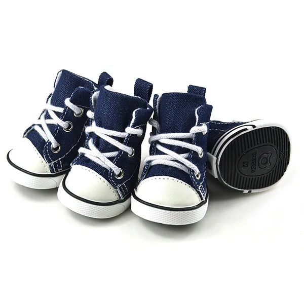 4 шт.; обувь из джинсовой ткани для щенков и собак; спортивные ботинки; нескользящие ботинки; прогулочные повседневные кроссовки; большие размеры
