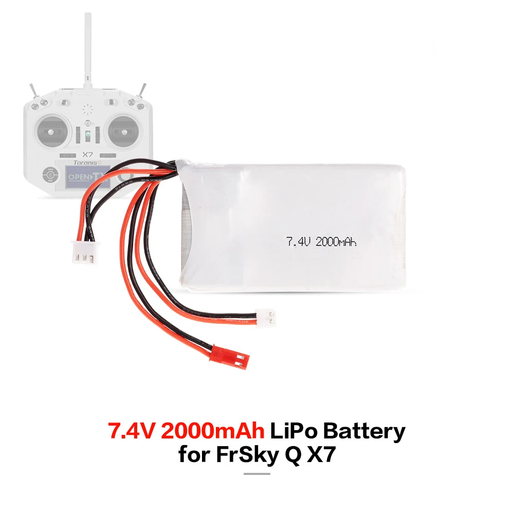 

Lipo Battery 2S 7.4V 2000mAh 8C Lipo Battery for FrSky TARANIS Q X7 2.4G ACCST 16CH Remote Controller RC Transmitter