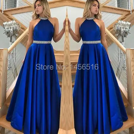 Rhinestones A-line Fuchisa Satin Long Prom Party Dresses (1)