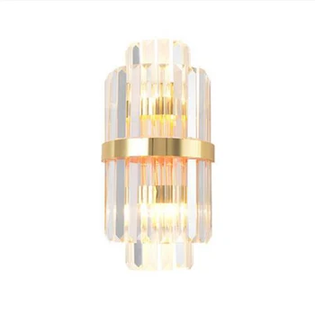 

modern 2 layers crystal wall sconce LED lamp AC110V 220v lustre gold wall lights for home deco