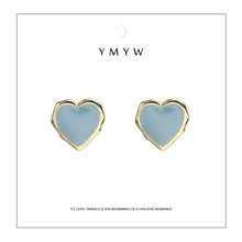 YMYW, модные Романтические эмалированные геометрические серьги-гвоздики в форме сердца, медные массивные металлические серьги для женщин, вечерние, подарок, женские серьги