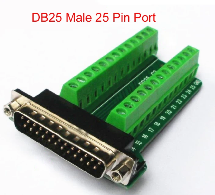 DB25 Male 25 Pin Port Signals Breakout Board Screw terminals adapter