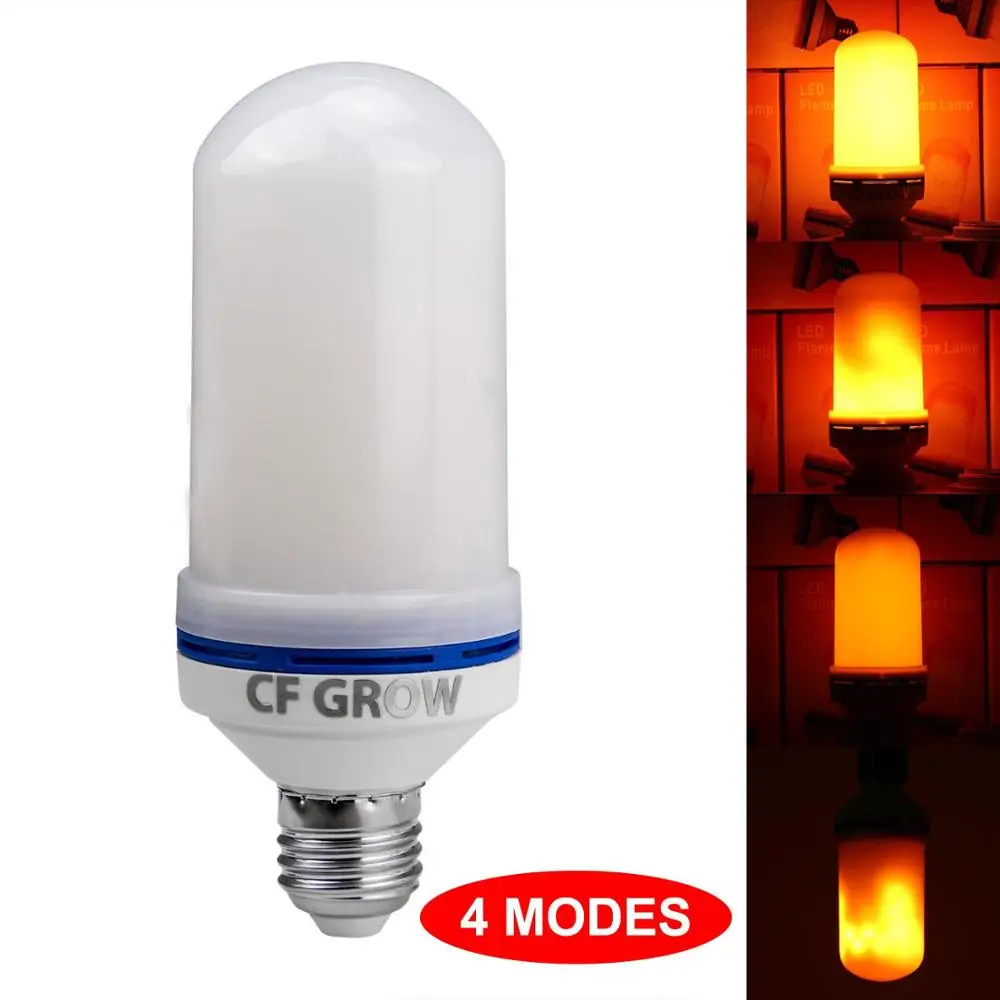 CF Grow 1 и 4 режима E26 E27 Светодиодный светильник с эффектом пламени SMD2835 мерцающее пламя лампы 6 Вт 9 Вт 1200 к~ 1400 к AC85V~ 265 В лампы - Испускаемый цвет: 4 Modes E27