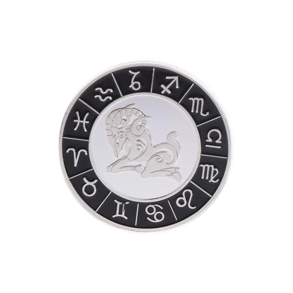 12 созвездий памятная монета покрытая серебром Созвездие Скорпион Рак Лев Стрелец сувенир художественная коллекция C42 - Цвет: Aries