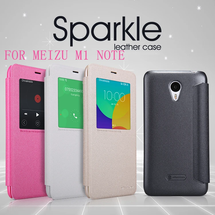 

LEATHER Case For MEIZU M1 NOTE NILLKIN Sparkle super thin flip cover window design luxury brand with Retailed Package
