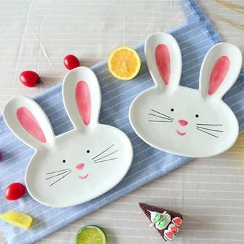 

1PC 8 inch Ceramic Dinner Plate for Kids Rabbit Ceramic Dinner Dishes Pasta Steak Dessert Plates Fine Bone China Kitchenware kid