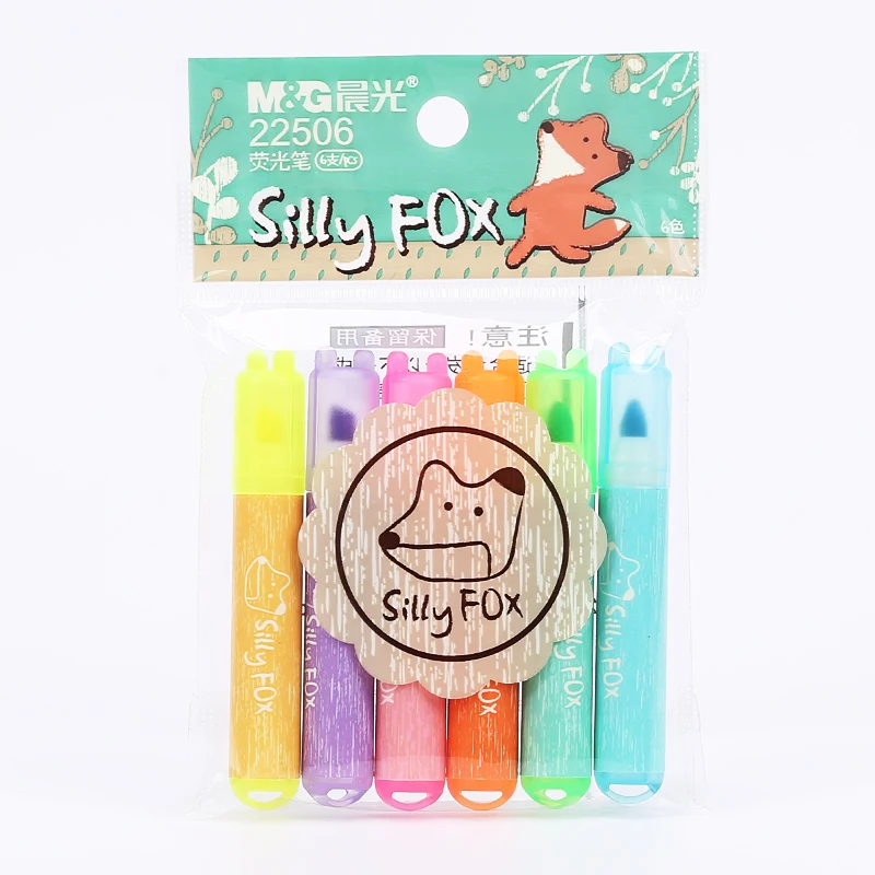 

M&G 6 Colors Mini Fluorescent Highlighter Pen Set Fluo Highlighters for School sipplies Text Markers Stationery Highlight Marker