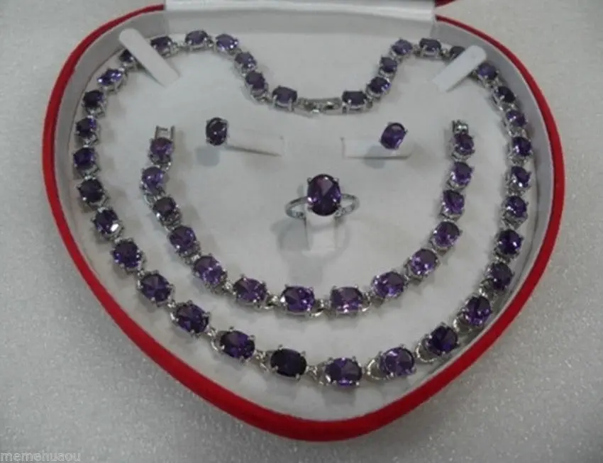 

Hot sale new Style >>>>>true Purple CZ Earring Bracelet Necklace Ring