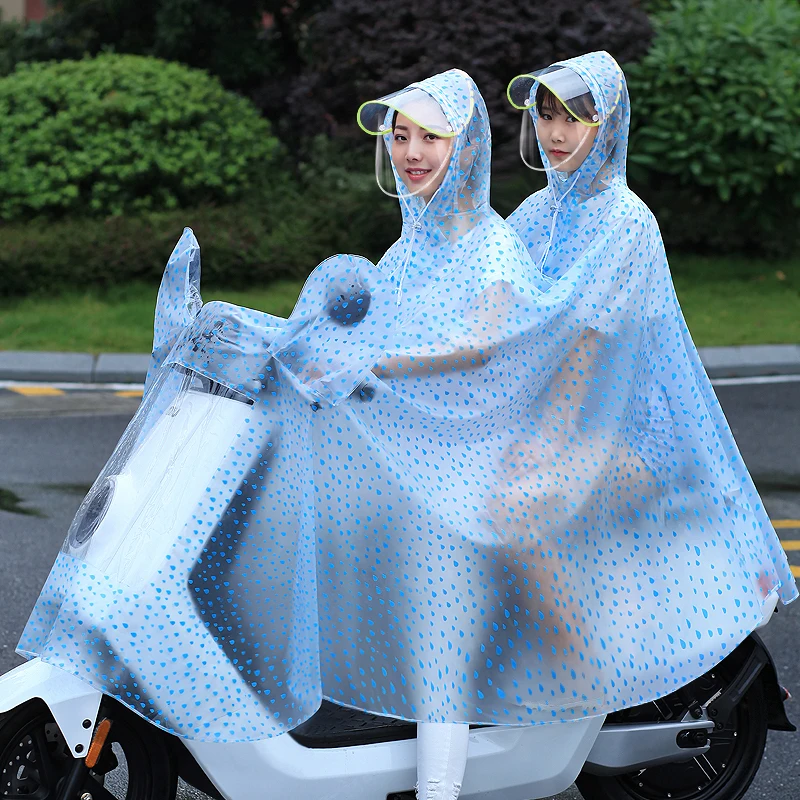 7.Single double rain poncho raincoat Transparent waterproof rain gear electric bicycle battery car motorcycle ladies poncho adult battery car rain poncho FashionableDouble-rain blue