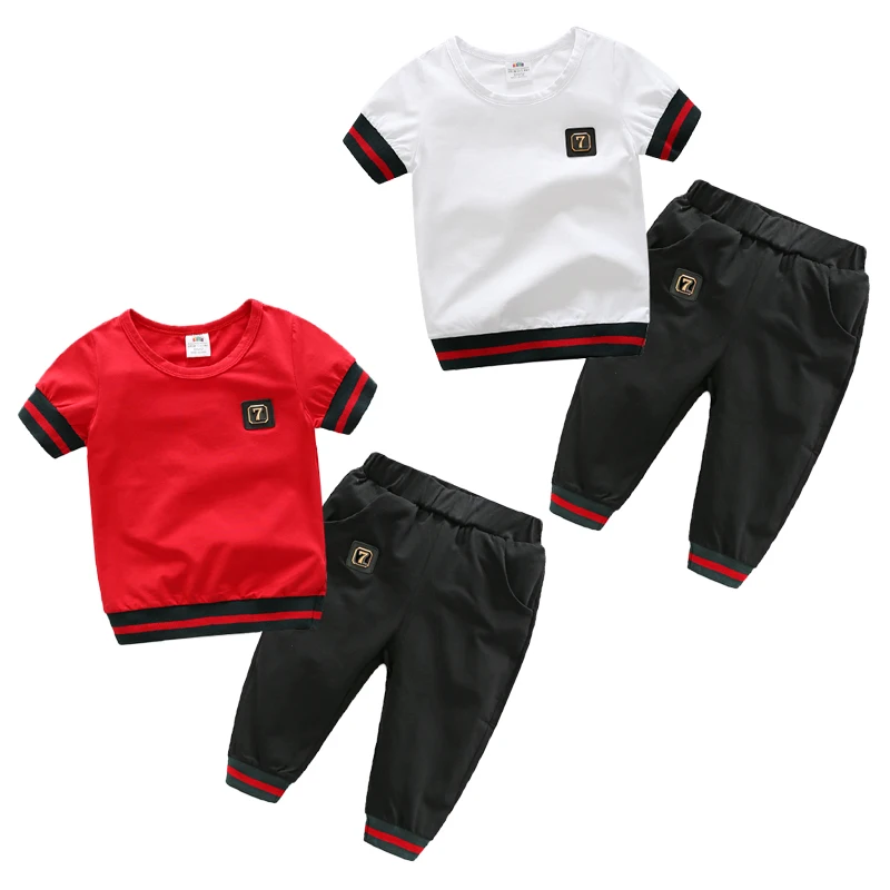 Baby boy s casual suit 2017 summer new children clothing two piece short sleeved pants shorts