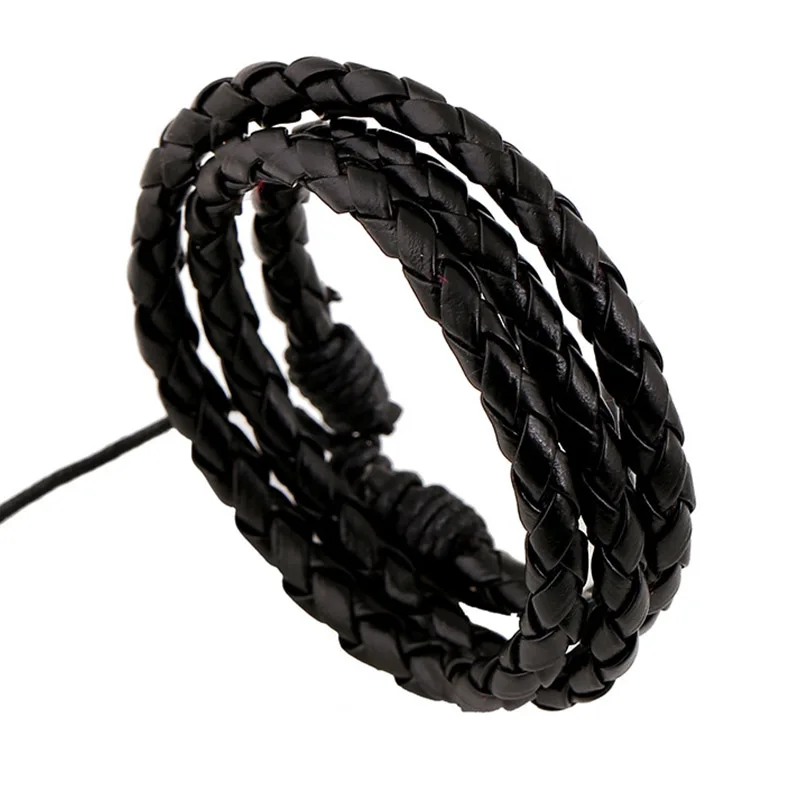 Hand Gewebt Pu-leder Armband mehrschichtige Paar armbänder Einstellbar Stricken Leder Mann Bangle Casual Stil Männer reif Hand Gewebt Pu-leder Armband mehrschichtige Paar armbänder Einstellbar Stricken Leder Mann Bangle Casual Stil Männer reif