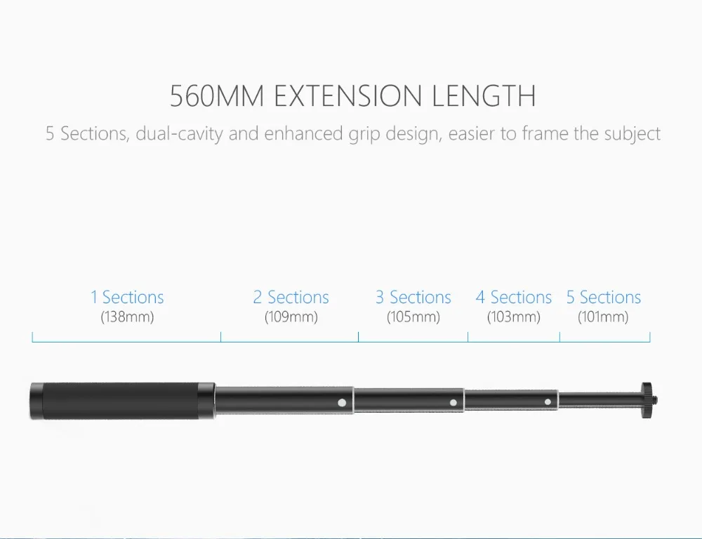 PGYTECH Osmo полюс удлинитель стержень масштабируемый держатель для DJI OSMO Карманная камера мобильный 2 Zhiyun Smooth 4 стабилизатор аксессуары