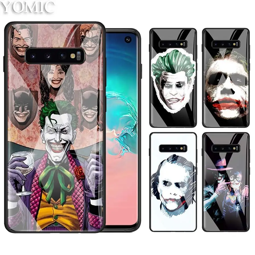 

Tempered Glass Phone Case for Samsung Galaxy A50 A30 S10e S9 S8 S10 Plus Note 9 10 Cover Coque Bags Batman Dark Knight Joker