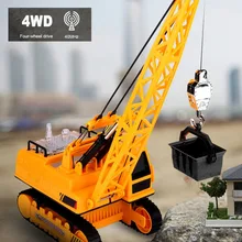 RC автомобили Мальчики игрушки AM511701 1:24 12CH Радиоуправляемый кран инженерный грузовик подвижные грузовики имитация на дистанционном управлении гусеничный кран
