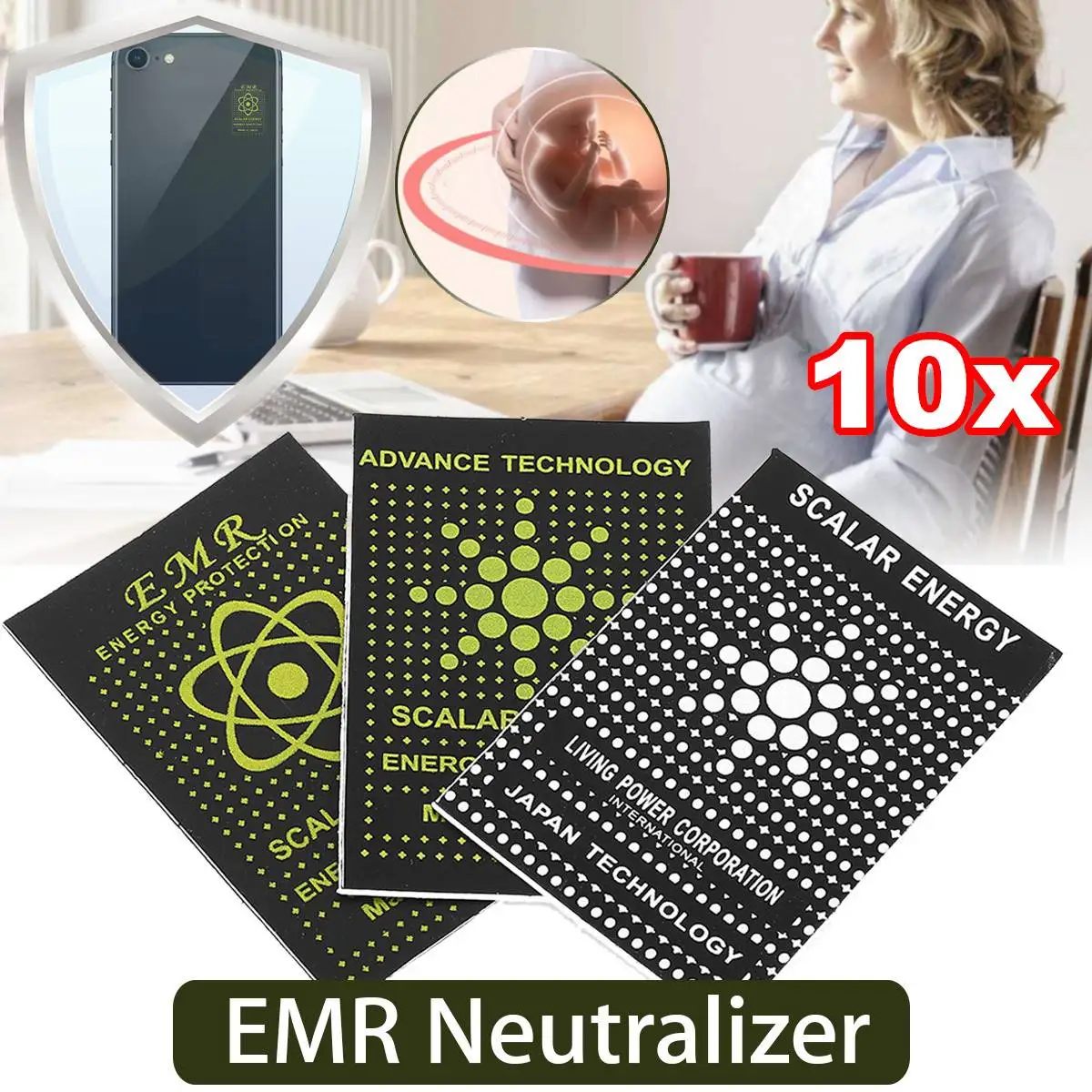 

10pcs/lot EMR Scalar Energy Phone Sticker Anti Radiation Keep Health Anti EMP EMF Free Shipping Protection for Pregnant Woman