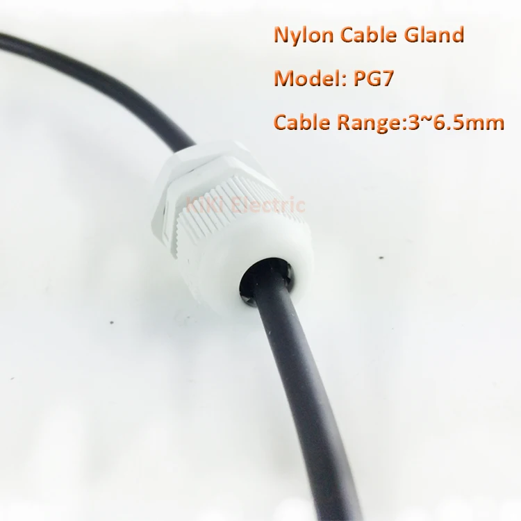

100pcs/lot Nylon Germany PG Style Gray or Black Cable Gland for 3-6.5mm cable or wire IP68 waterproof