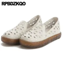 Традиционная китайская обувь на плоской подошве; китайская обувь с круглым носком; белые дышащие женские сандалии без застежки в этническом стиле;