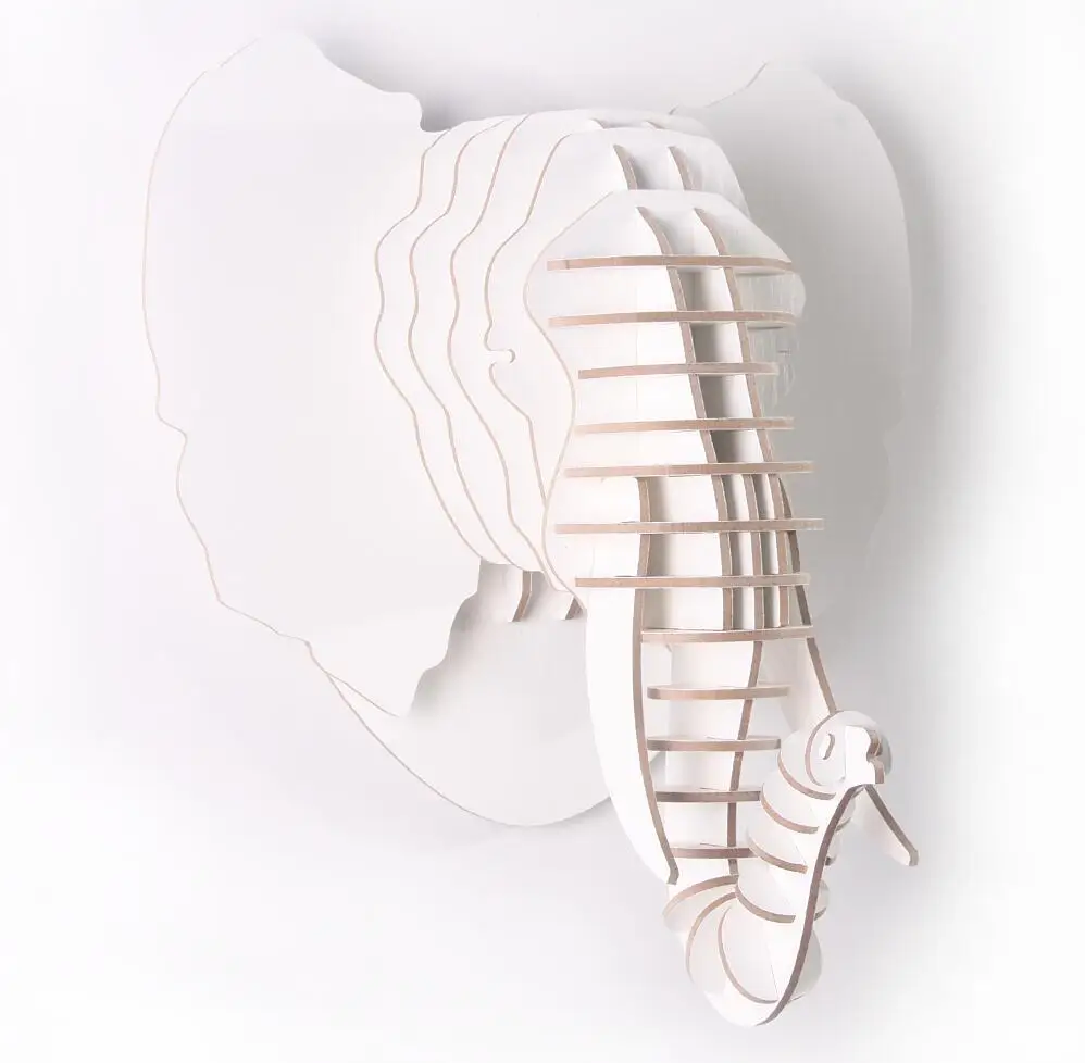 DIY 3D вырезанная голова слона-фигурки животных домашний офис акцент Детская комнатная Настенная Декорация