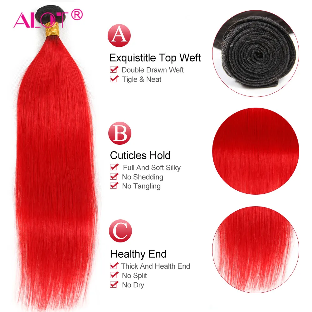 ALOT Pre Colored Brazilian Staright Human Hair Bundles Deal Ombre Straight Human Hair Extension T1b/Red Non Remy Human Hair ALOT Pre Colored Brazilian Staright Human Hair Bundles Deal Ombre Straight Human Hair Extension T1b/Red Non Remy Human Hair