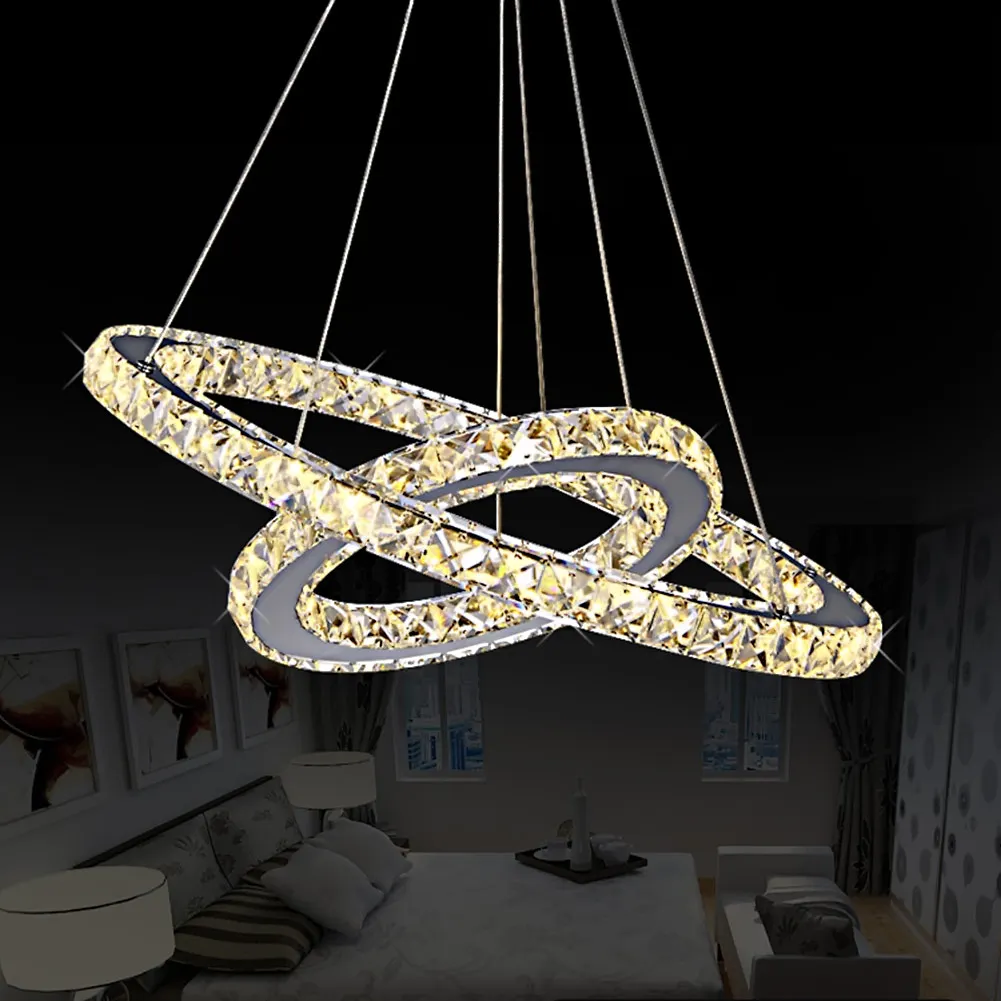

Modern Crystal Pendant Light Circle Suspension Dining Room Hanging Lamp Diamond Ring LED Lights Cristal Lustre de sala Lighting