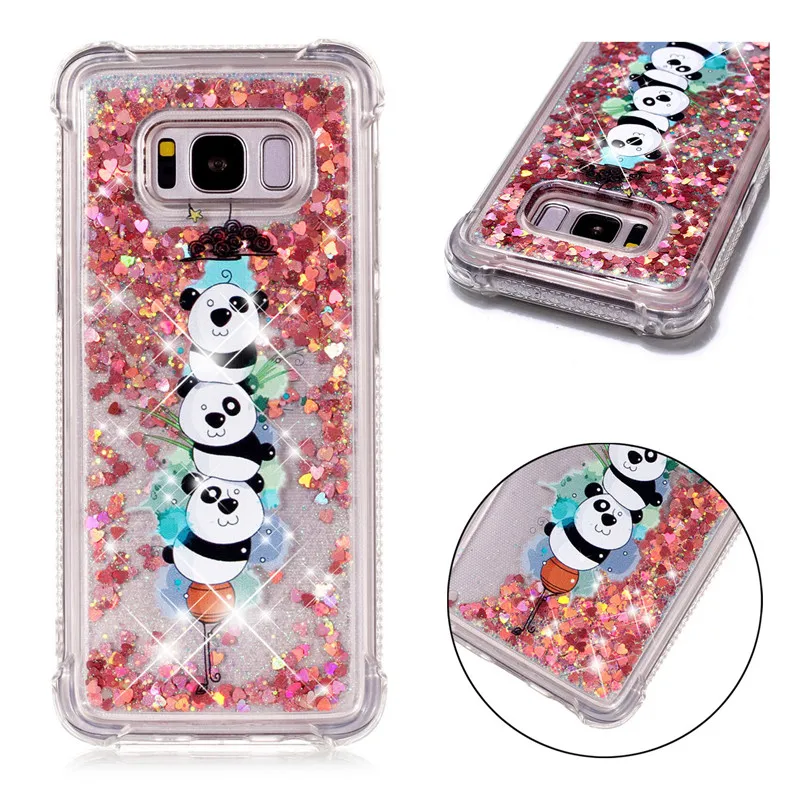 Liquid Case for Samsung Galaxy A6 A8 Plus 2018 S8 S9 Plus S6 S7 Edge Note8 Note9 S5 S6edge Glitter Love Silicone PC Full Cover (11)