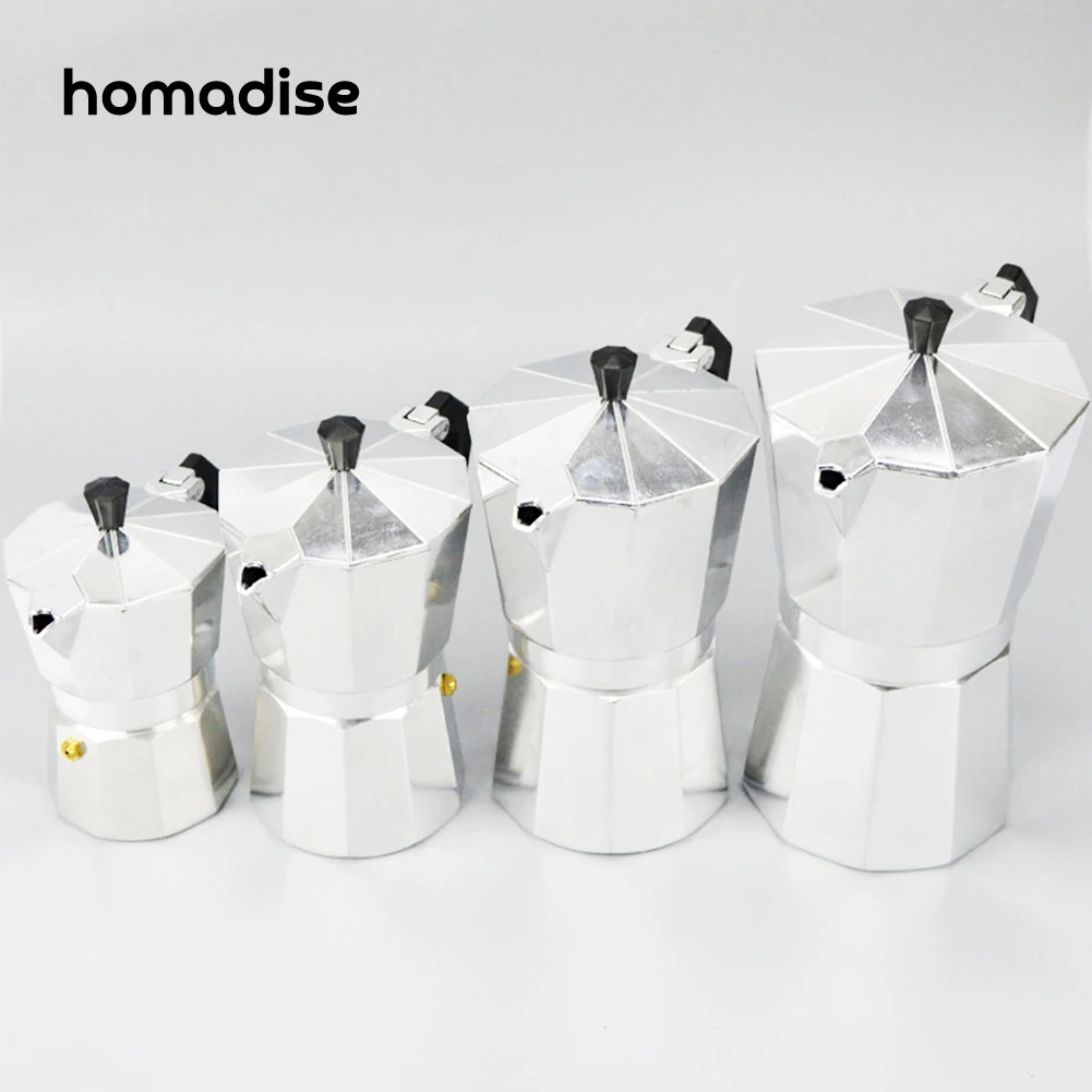 Goedkoop Homadise Aluminium Moka Pot Bialetti Stijl Espresso Koffiezetapparaat Pot Voor Gasfornuis Cookern Barista 3 12 Cups