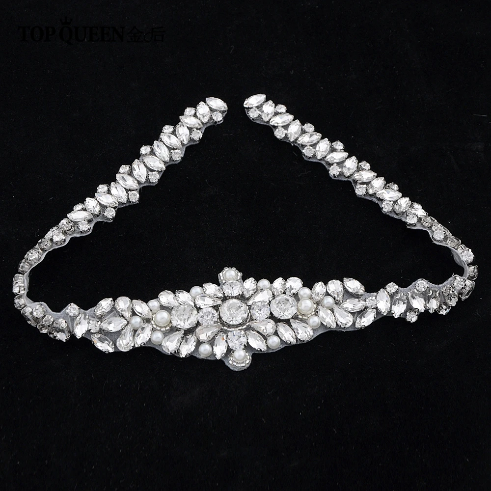

TOPQUEEN S350 Brial Belts Wedding Sash Bridal Sash Wedding Belt Luxury Sparkling Diamond Handmade Belts for Evening Party