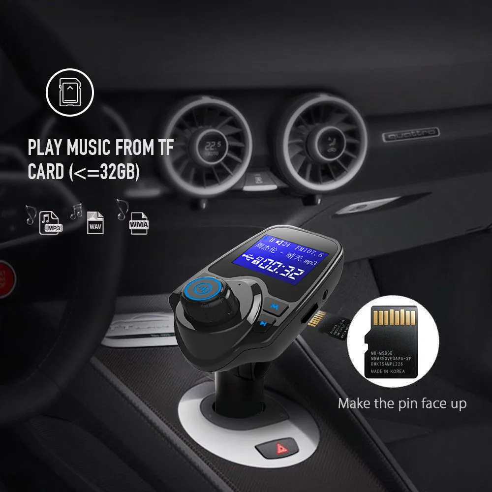 

Car Mp3 Player Auto Hands Free Wireless Car AUX Audio Receiver FM Adapter USB Charger 1.44 Inches LargeScreen Dual USB port
