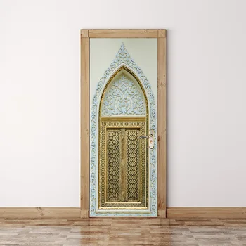 

Religion National Muslim Door Sticker 3d Decorative Home Decor Room Door Bedroom Living Room Home Door Stickers