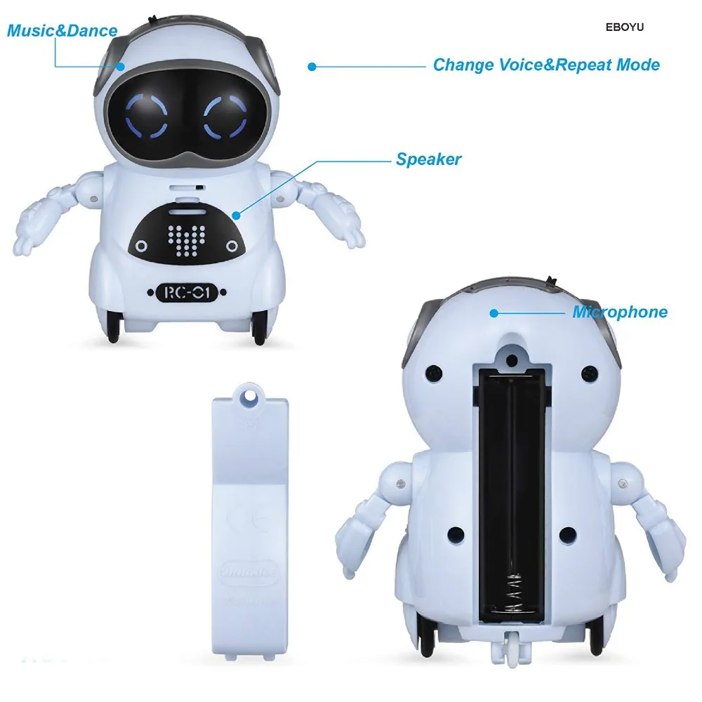 EBOYU RC-01 мини робот Карманный для детей с интерактивным диалог разговор/распознавания голоса/запись чата/пение