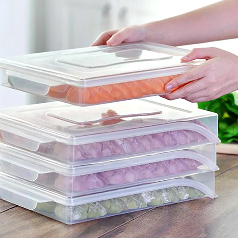 Прозрачный лоток для хранения пельменей домашний кухонный Организатор для замороженные пельмени коробка холодильник свежая еда Морозильная Камера коробки