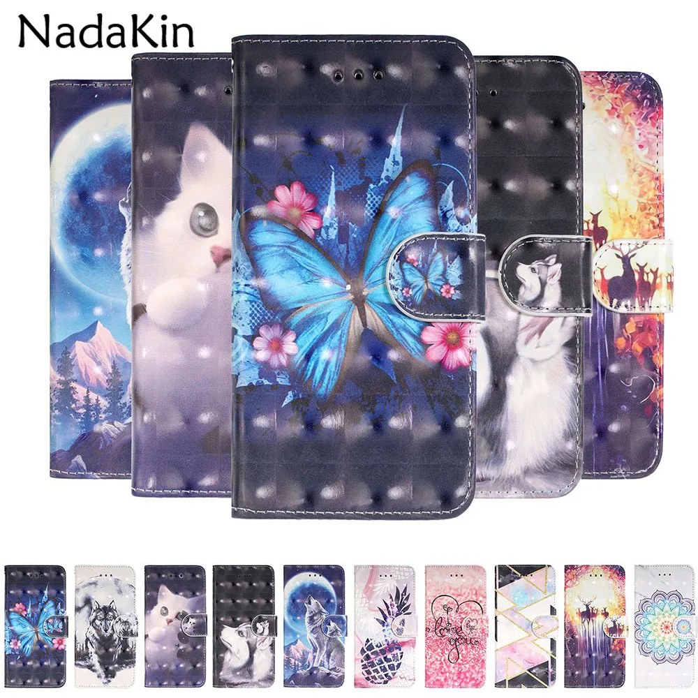 

3D Vision Painted Vision Book Phone Shell Case for iPhone X XS MAX XR 6 6S 7 8 Plus Stylish Leather Flip Wallet Cover With Strap