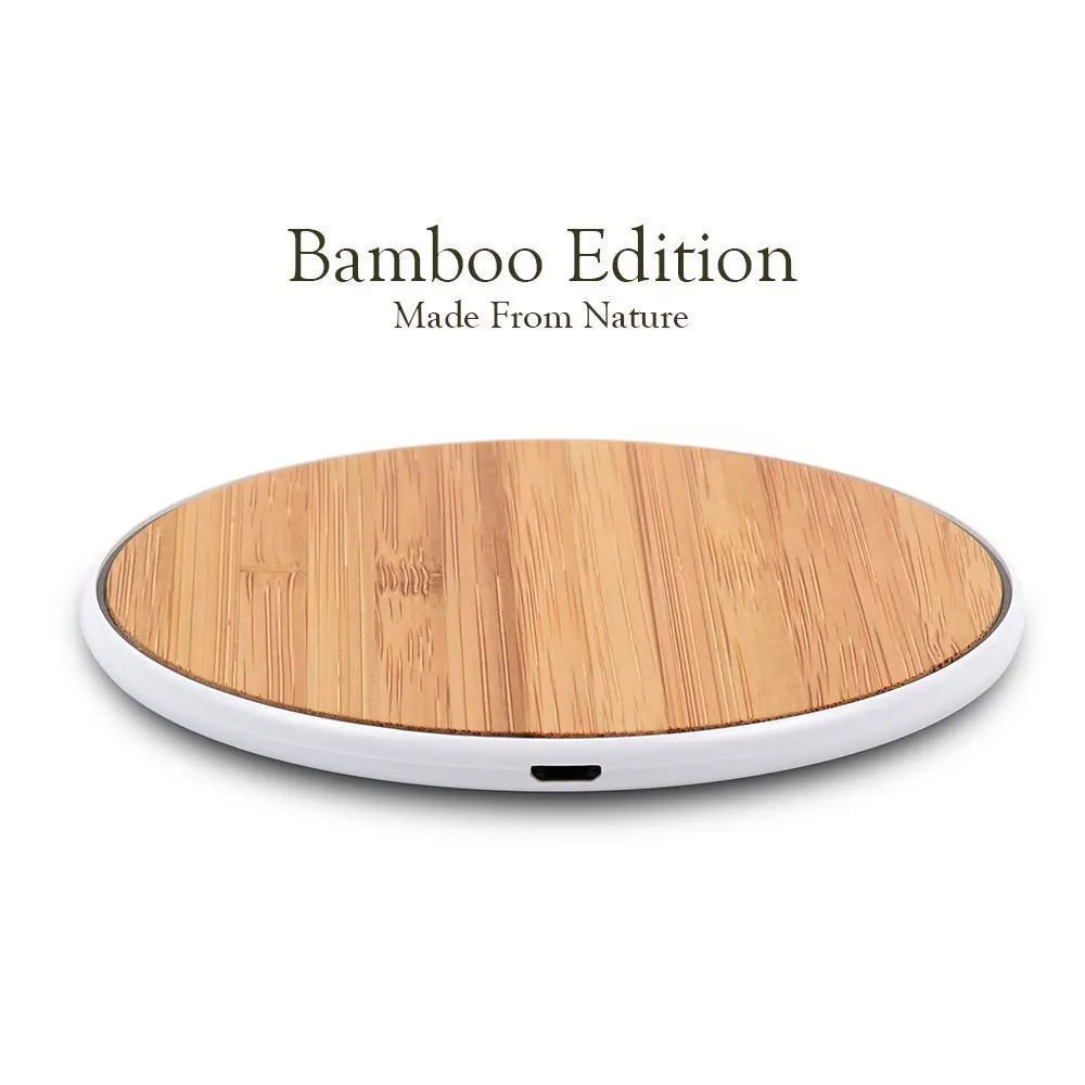 Wireless Charger Bamboo Qi Charging Pad Ultra Slim for
